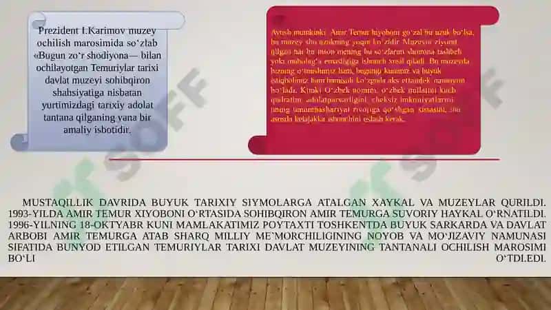 MUSTAQILLIK DAVRIDA O’ZBEKISTONDA MUZEYLAR VA MUZEY ISHI 4