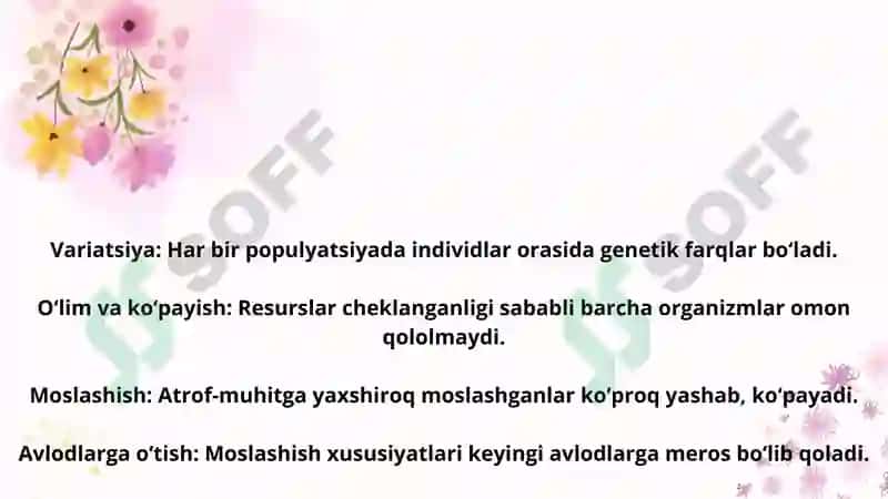 Tabiiy va jinsiy tanlanishlar nazariyasi 4