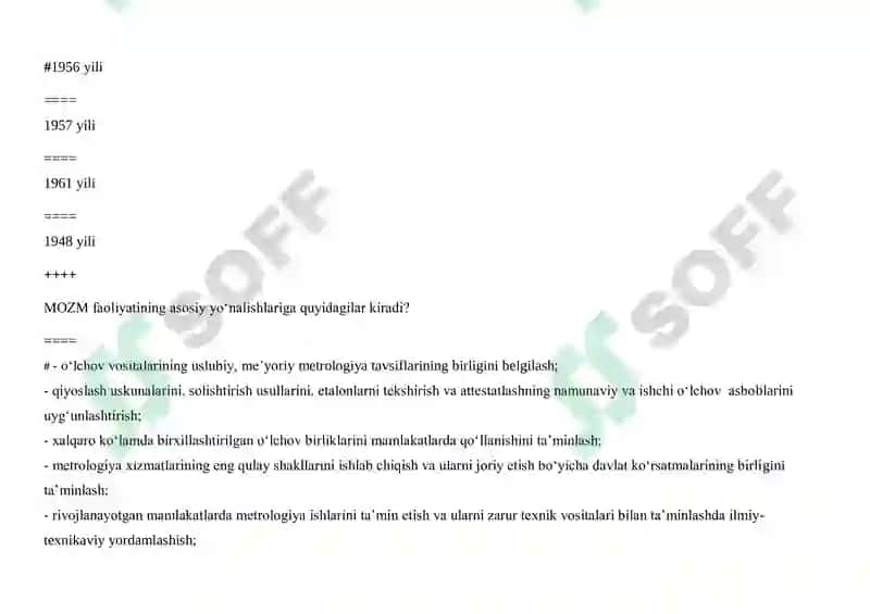Metrologiya fanidan test savollari 4