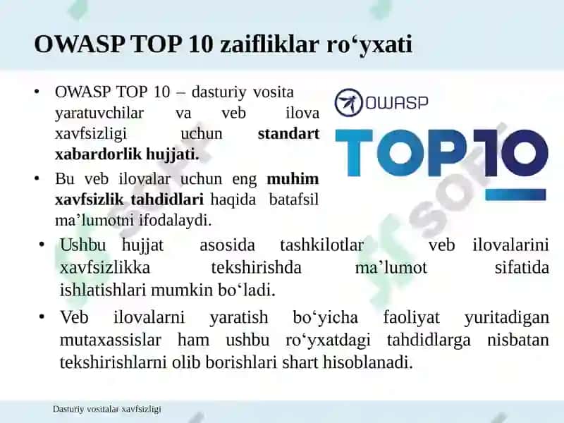 Dasturiy vositalarda zaifliklar tasnifi 4