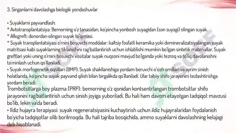 Suyak sinishlarida zamonaviy davolash usullari 4