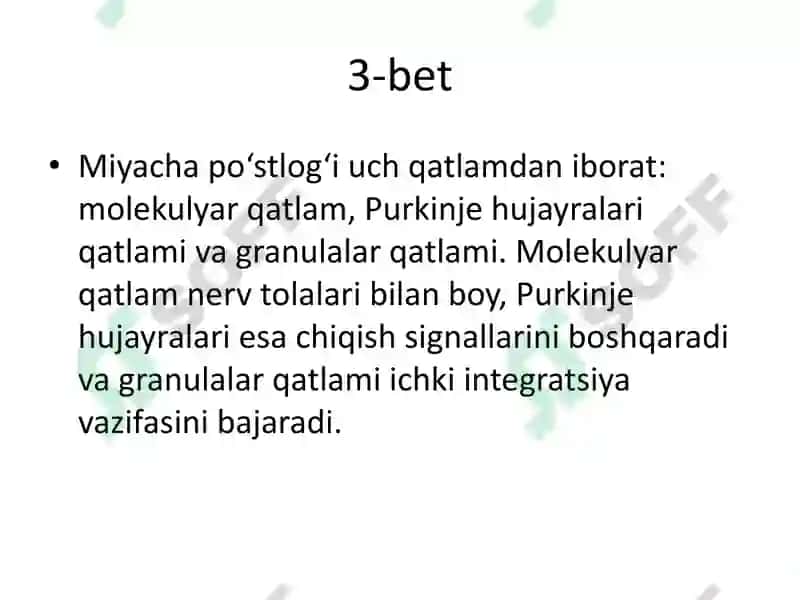 Serebellum va Miyaning Yadrolari 4