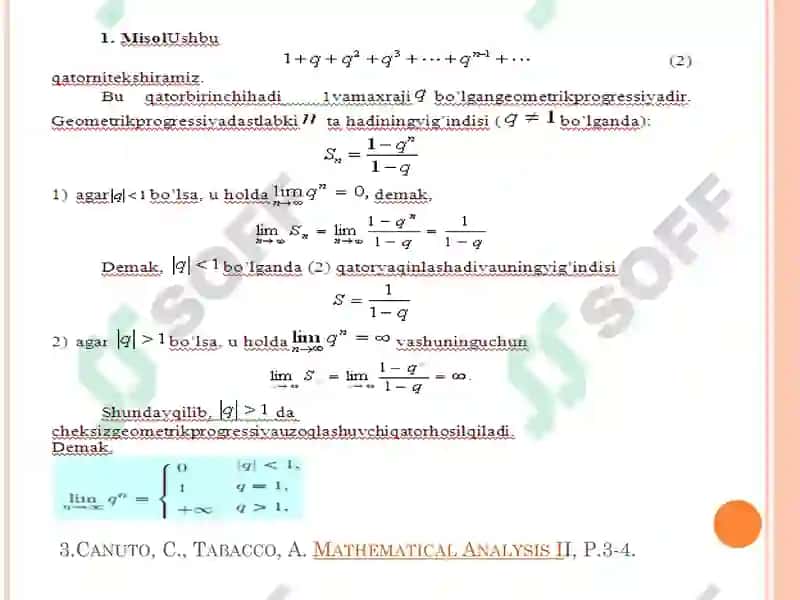 SONLI QATORLARVA XUSUSIY YIG’INDILAR 4