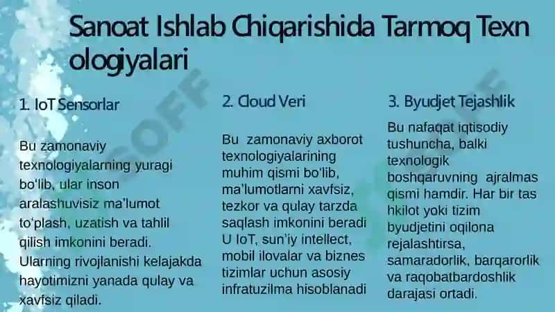 Xalq xo'jaligining turli sohalari va tarmoqlarida tarmoq texnologiyalaridan foydalanish yo'llari 4