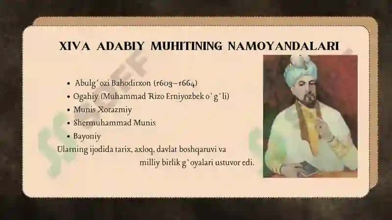XIVA ADABIY MUHITI VA ABULG‘OZI BAHODIRXONNING “SHAJARAYI TURK” ASARI 4