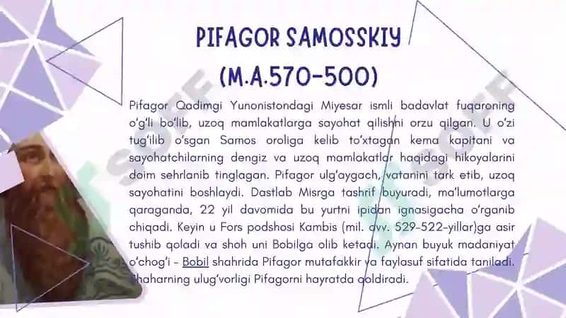 Pifagor hayoti va ilmiy faoliyati. 4