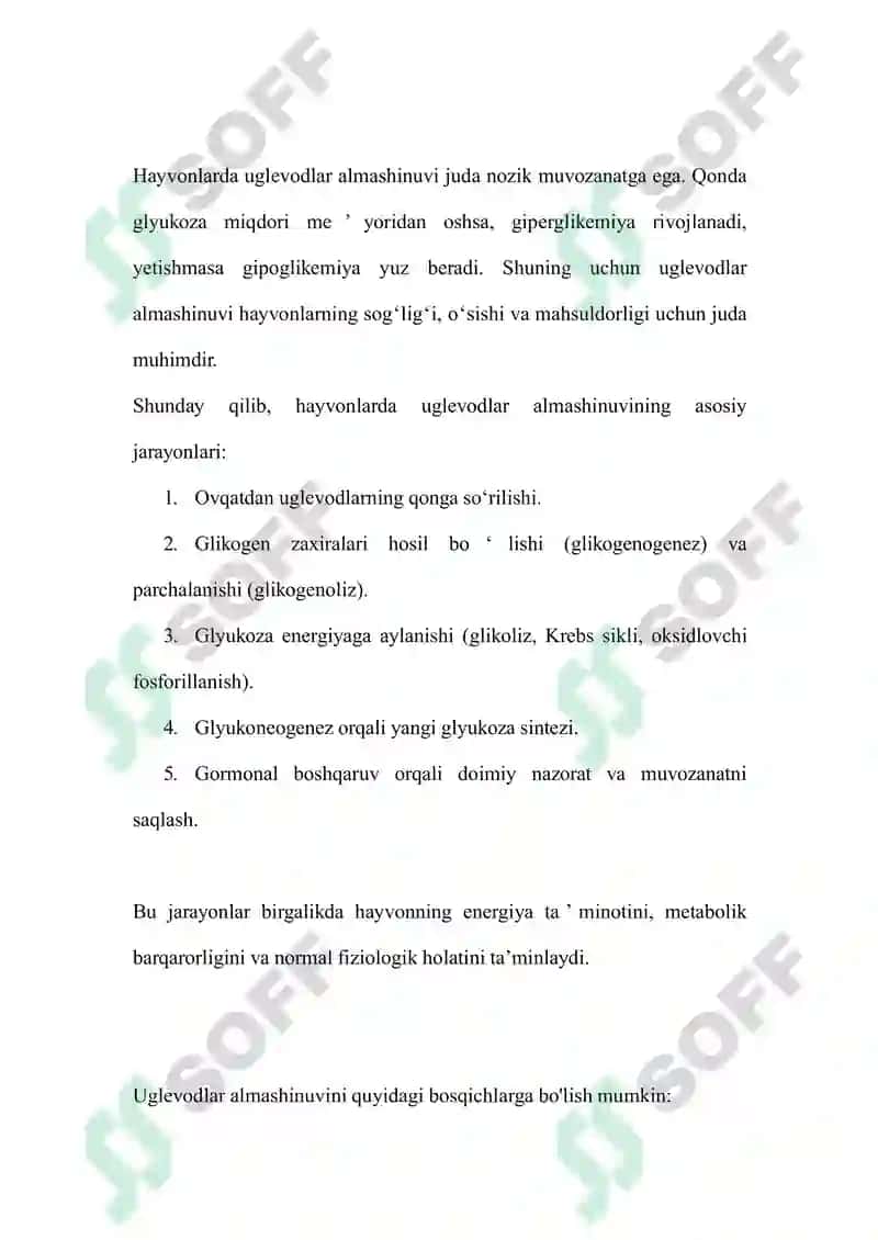 Hayvonlarda uglevodlar almashinuvining asosiy jarayonlari 4