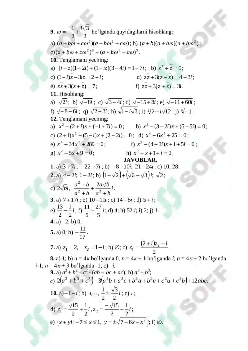 Kompleks sonlar 4