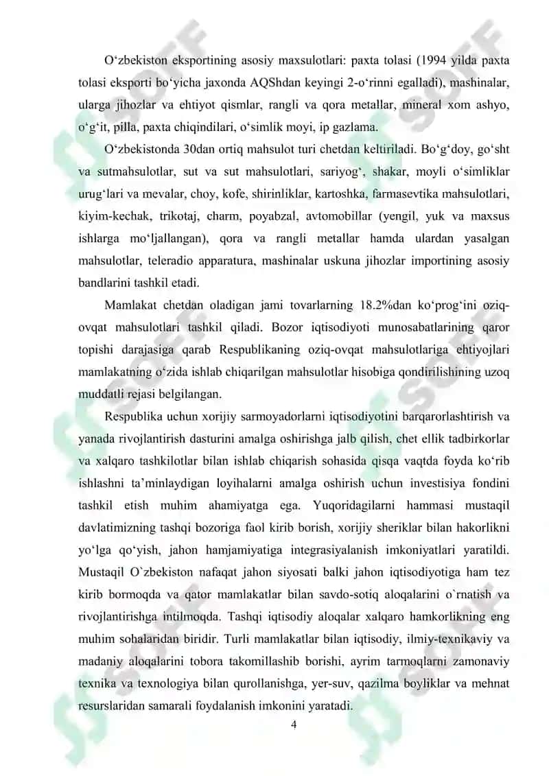 O'zbekiston tashqi savdo munosabatlari geografiyasi 4