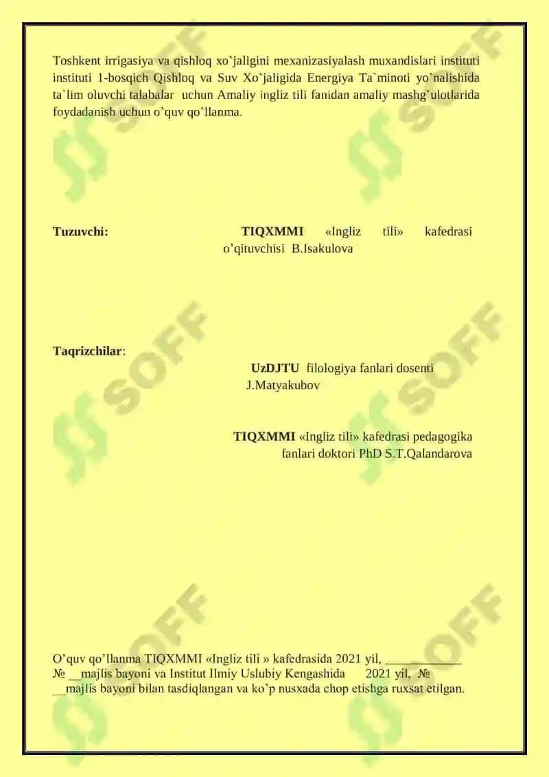 English for Energy Supply in Agriculture 4