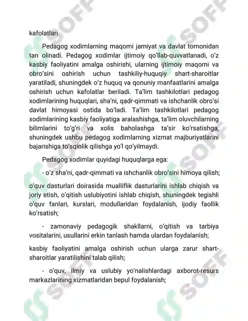 Taʼlim tashkilotlari pedagog xodimlarining huquqiy maqomi. 4