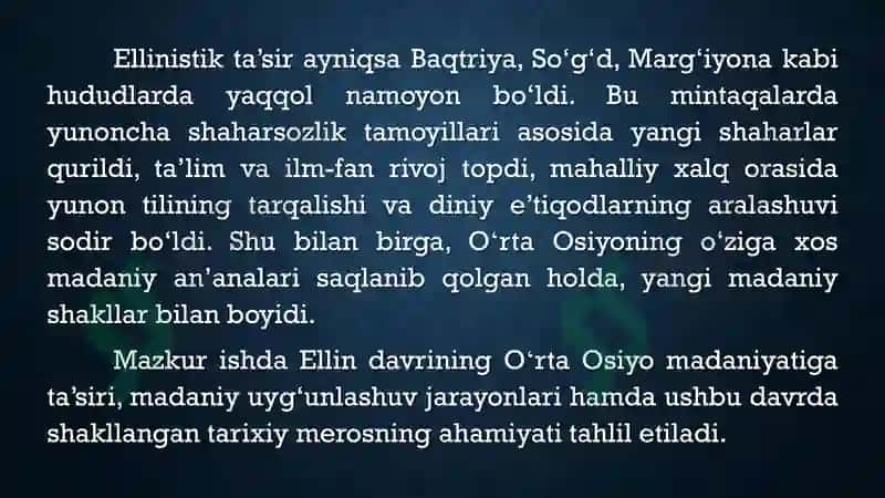 ELLIN DAVRIDA O'RTA OSIYO MADANIYATI 4