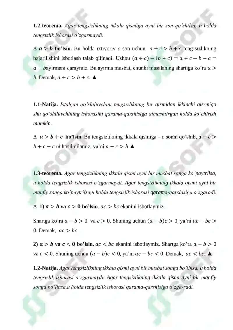 SONLI TENGSIZLIKLAR VA ULARNING XOSSALARI 4