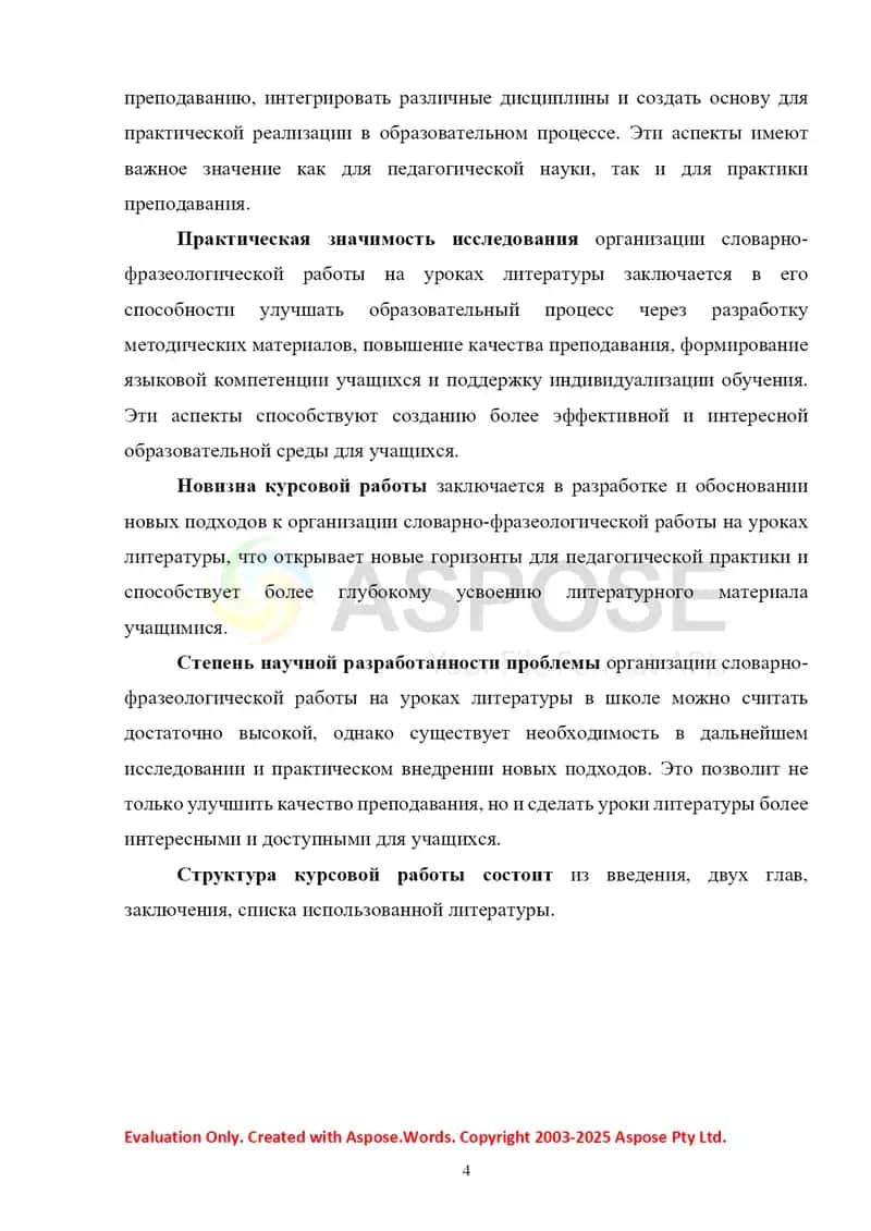Организация словарно-фразеологической работы на уроках литературы в школе 4