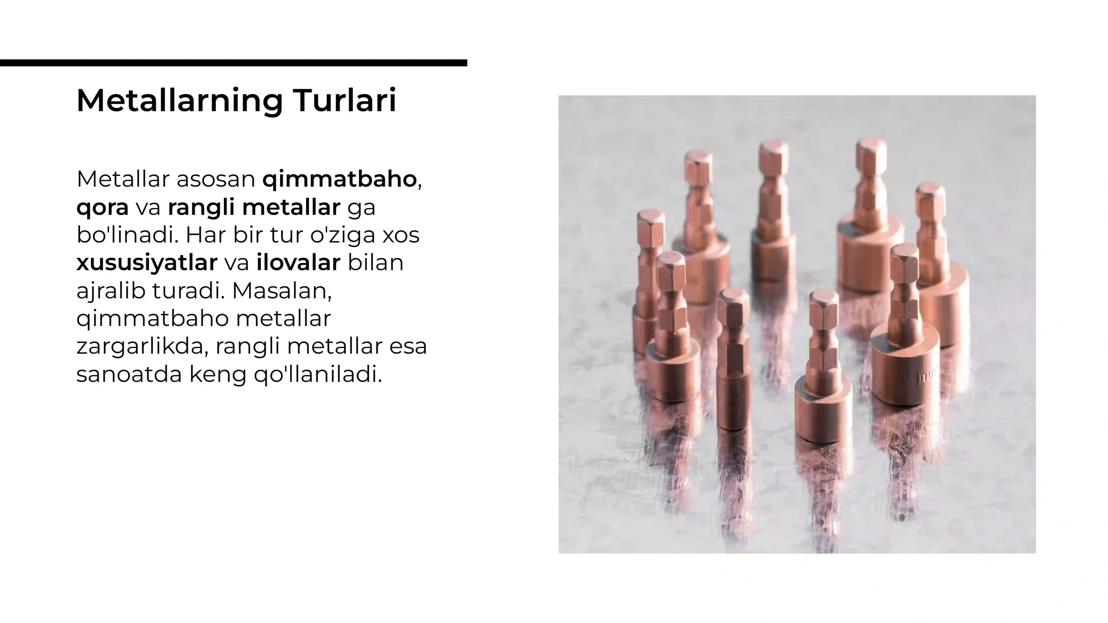 Metallaring umumiy xossalari. Elektroliz. 4