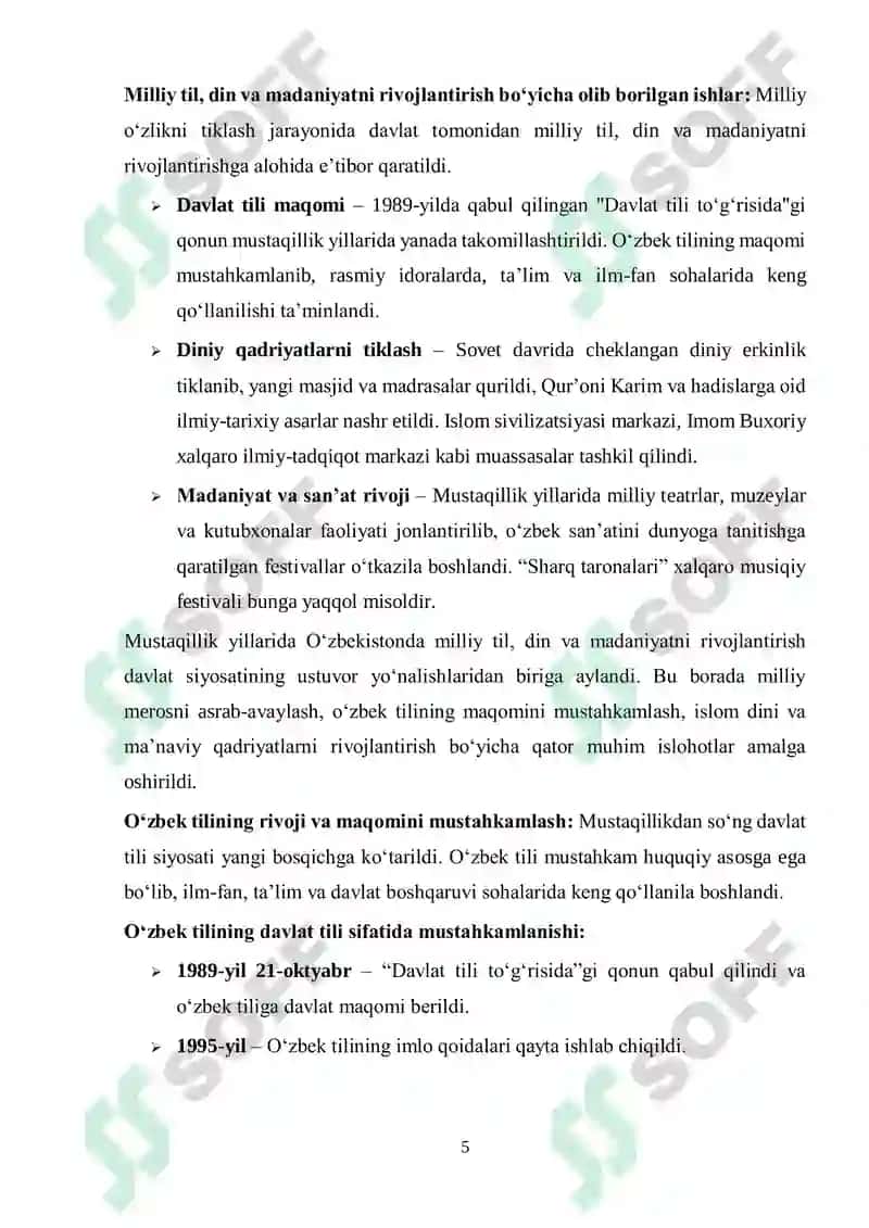 Mustaqil ta'lim ishi 5