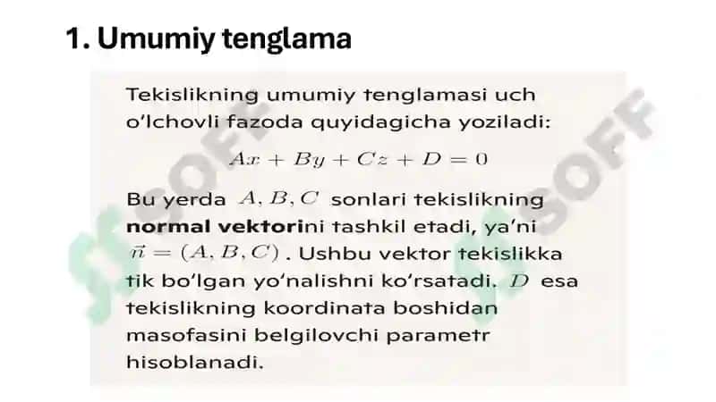 Tekislikning turli tenglamalari 5