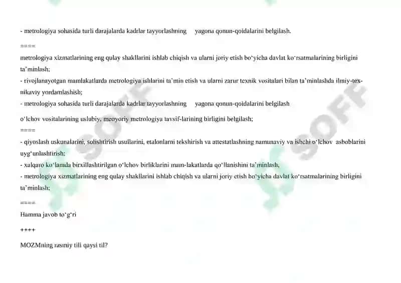 Metrologiya fanidan test savollari 5