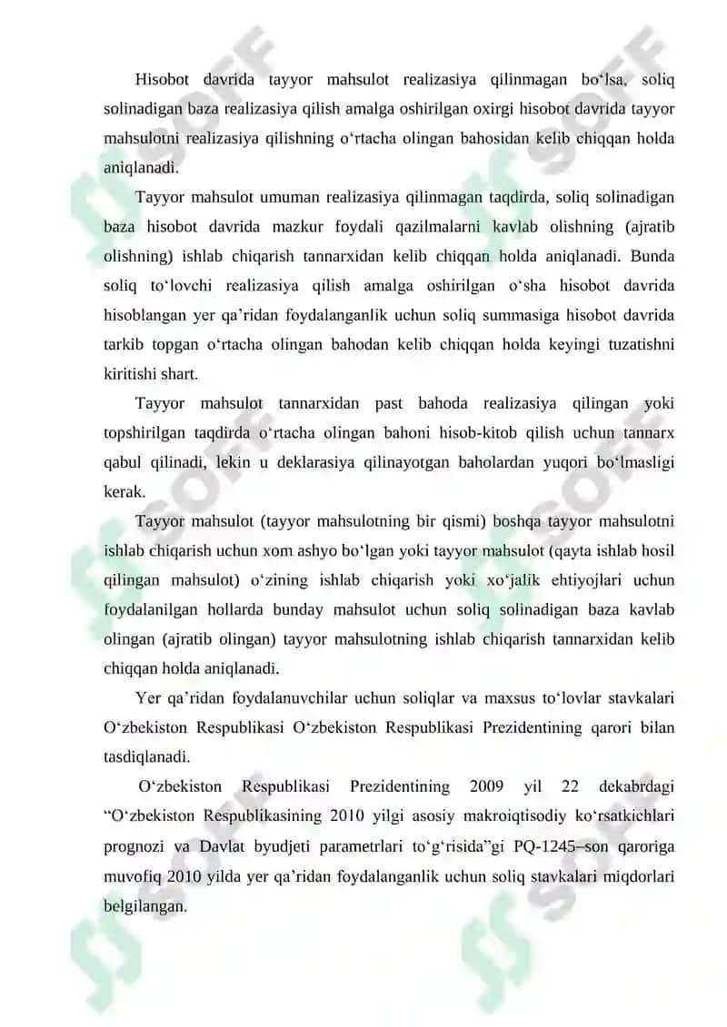 Suv resurslaridan foydalanganlik uchun soliqning stavkalari 5