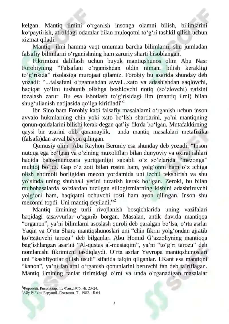 FALSAFA (Mantiq qismidan) 5