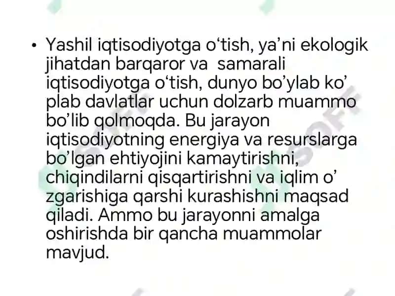 Yashil Iqtisodiyotga O'tish 5
