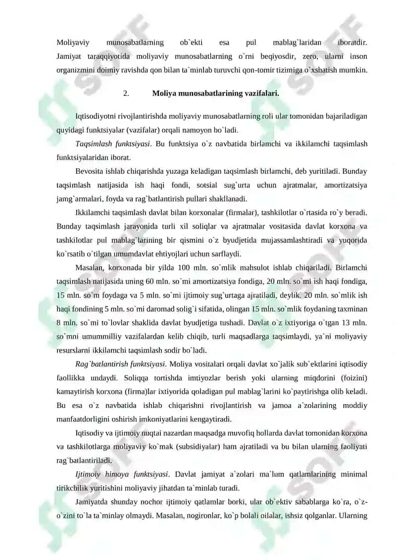 Moliyaning mohiyati va vazifalari 5
