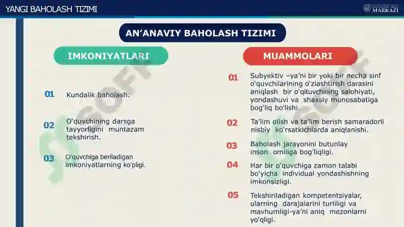 Yangi baholash tizimi 5