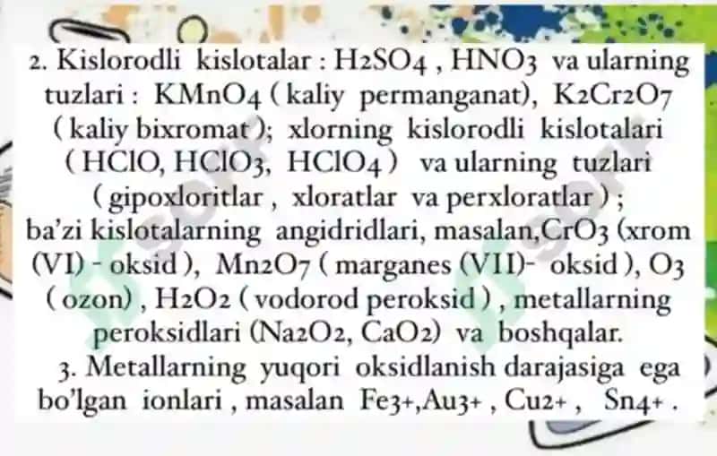 oksidlanish qaytarilish reaksiyalari 6