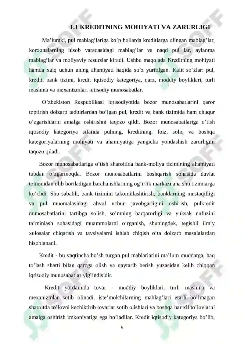 Kreditning mohiyati va moliya tizimidagi roli 6
