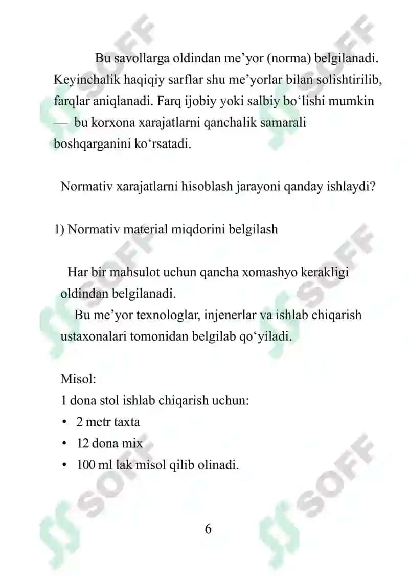 Normativ xarajatlarni hisoblash 6