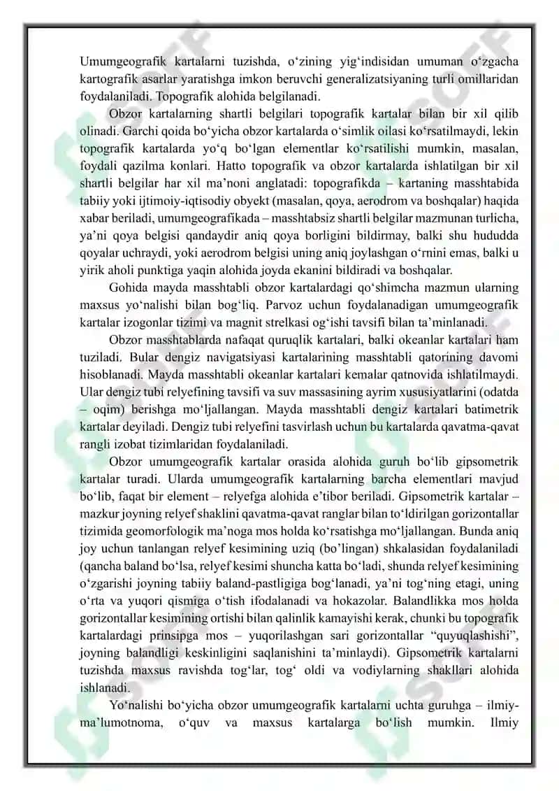 Umumgeografik va mavzuli kartalar elementlarni o'rganish 6