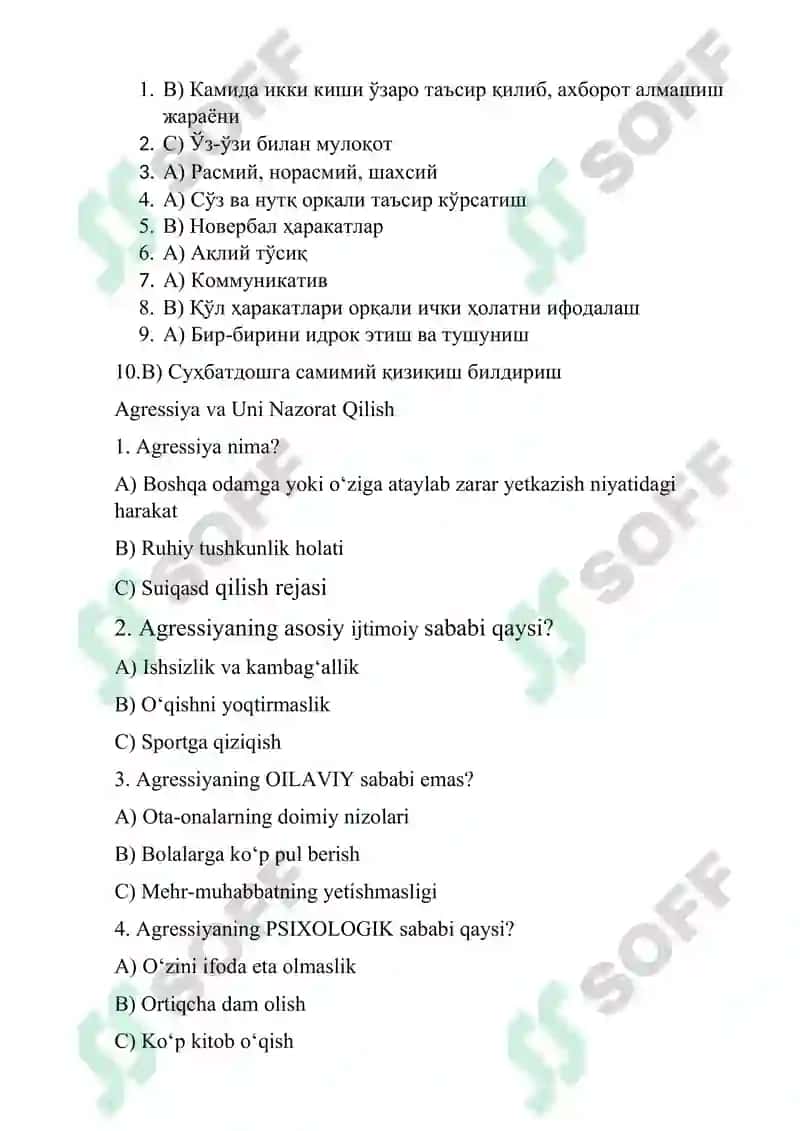 Psixologik konfliktologiya fanidan test 6