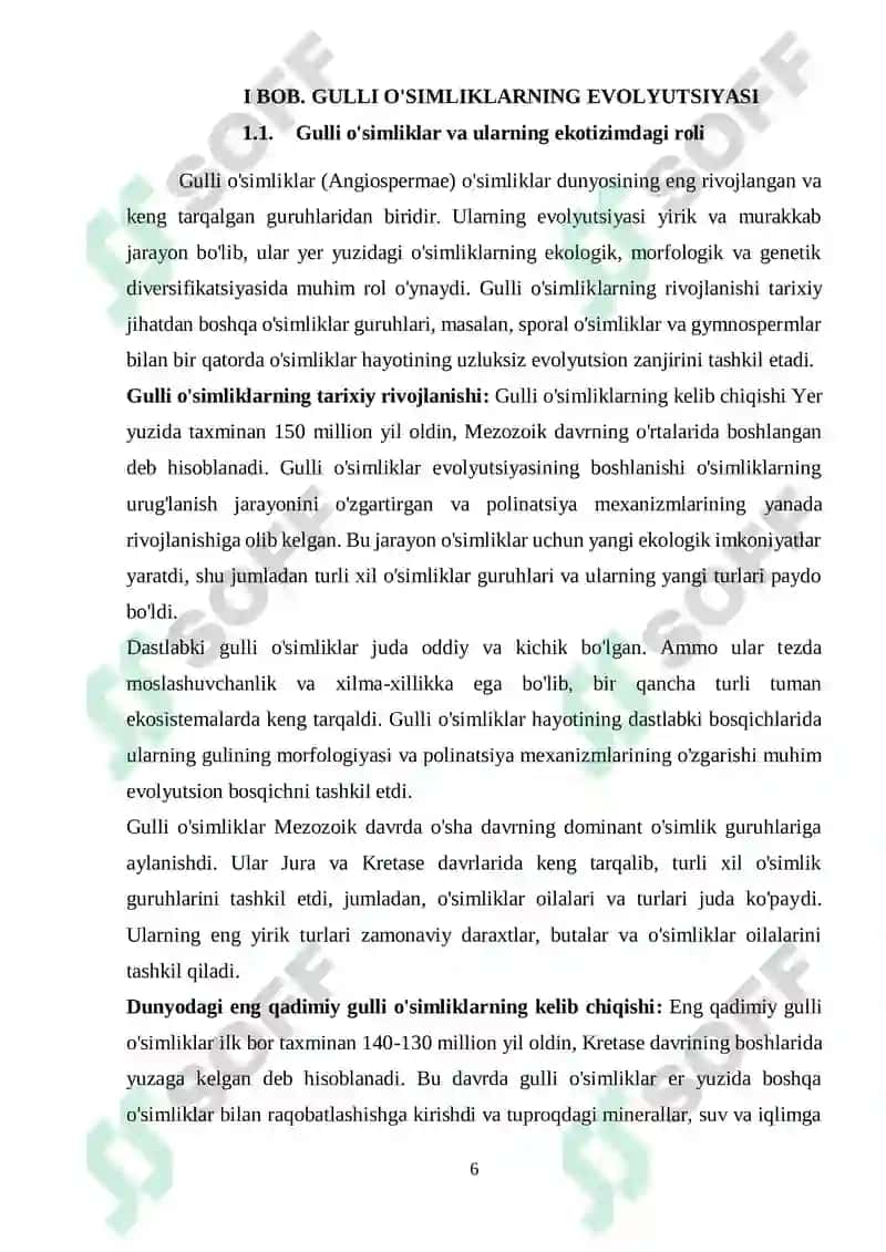 Gulli oʻsimliklarning kelib chiqishi 6