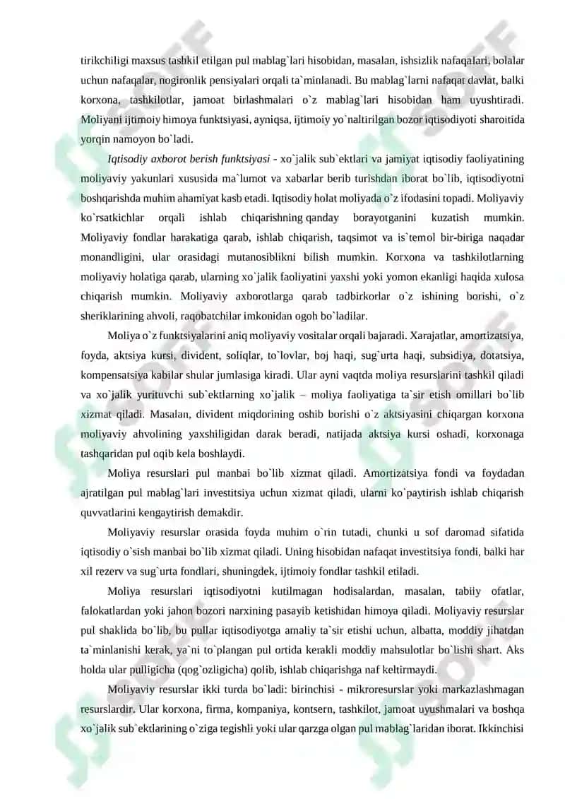 Moliyaning mohiyati va vazifalari 6