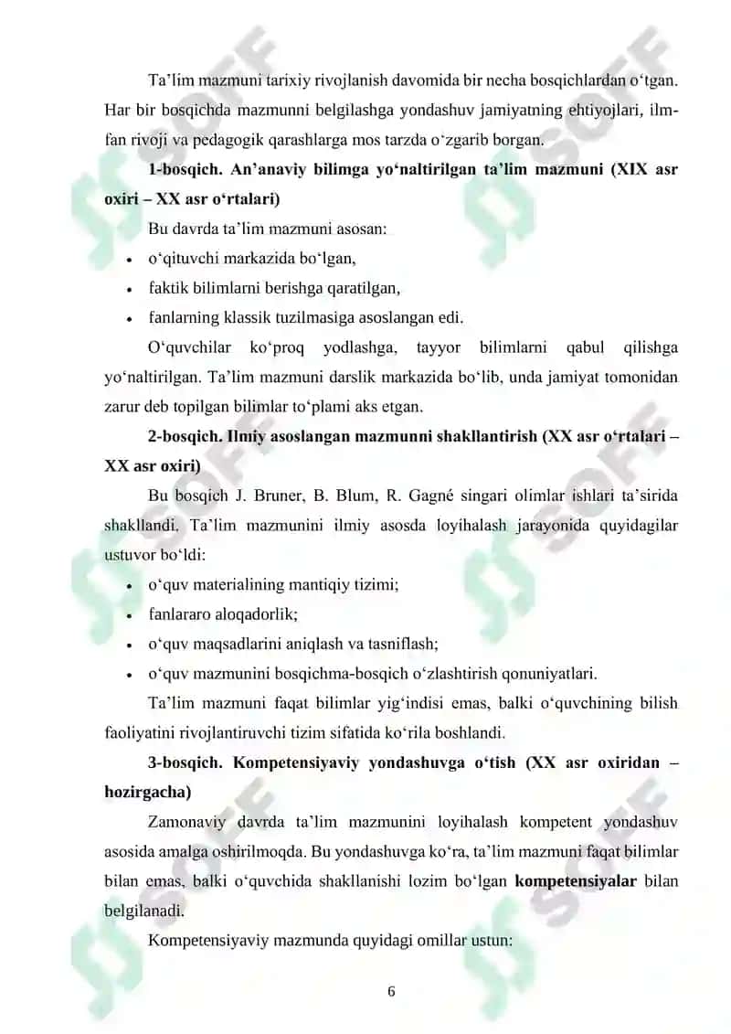 Ta’lim mazmunini loyihalashda kompetent yondashuvning ahamiyati 6