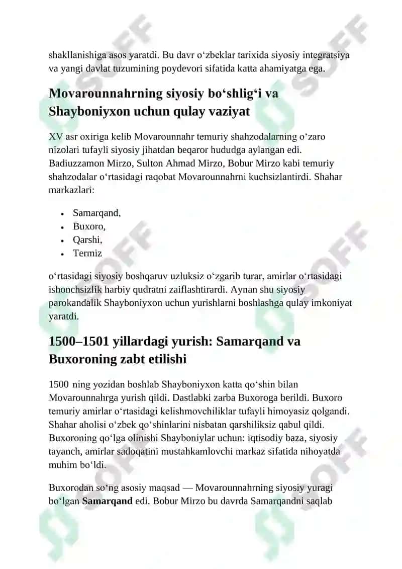 Shayboniyxonning siyosiy faoliyati. 6