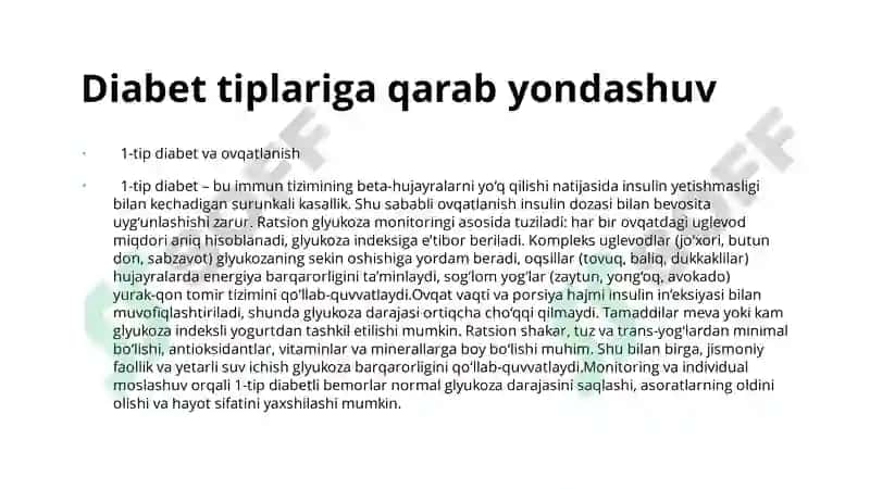 Qandli diabet va ovqatlanish 6