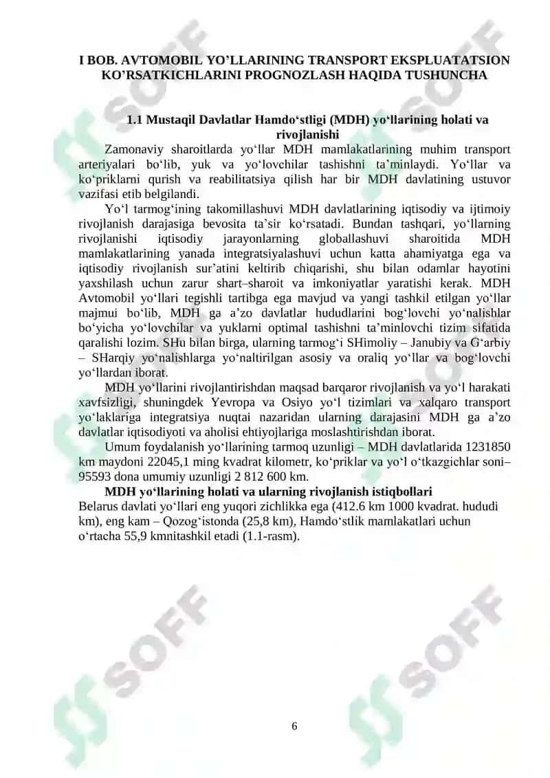 AVTOMOBIL YO'LLARINING TRANSPORT EKSPLUTATSIYASI KO'RSATKICHLARI 6