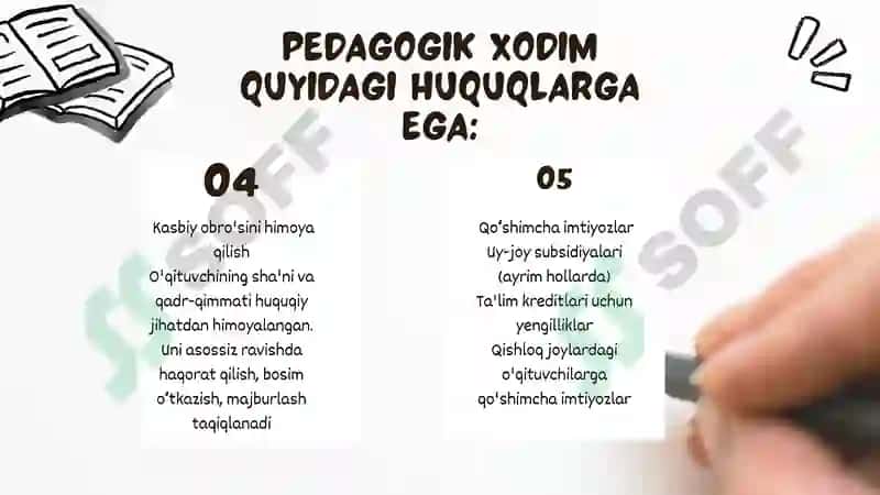 Ta'lim tashkilotlari pedagogik xodimlarining huquqiy maqomi 6