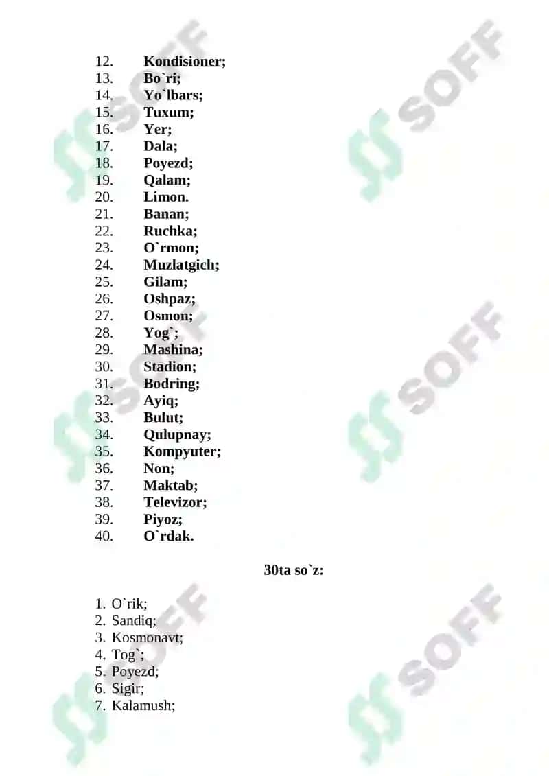 4-darajali Mnemonika mashqlari 6