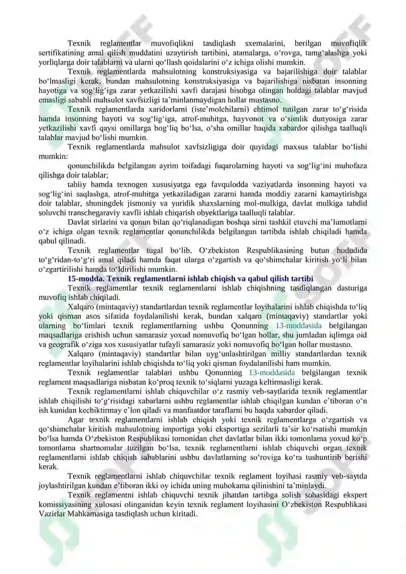 Texnik jihatdan tartibga solish to‘g‘risida 6