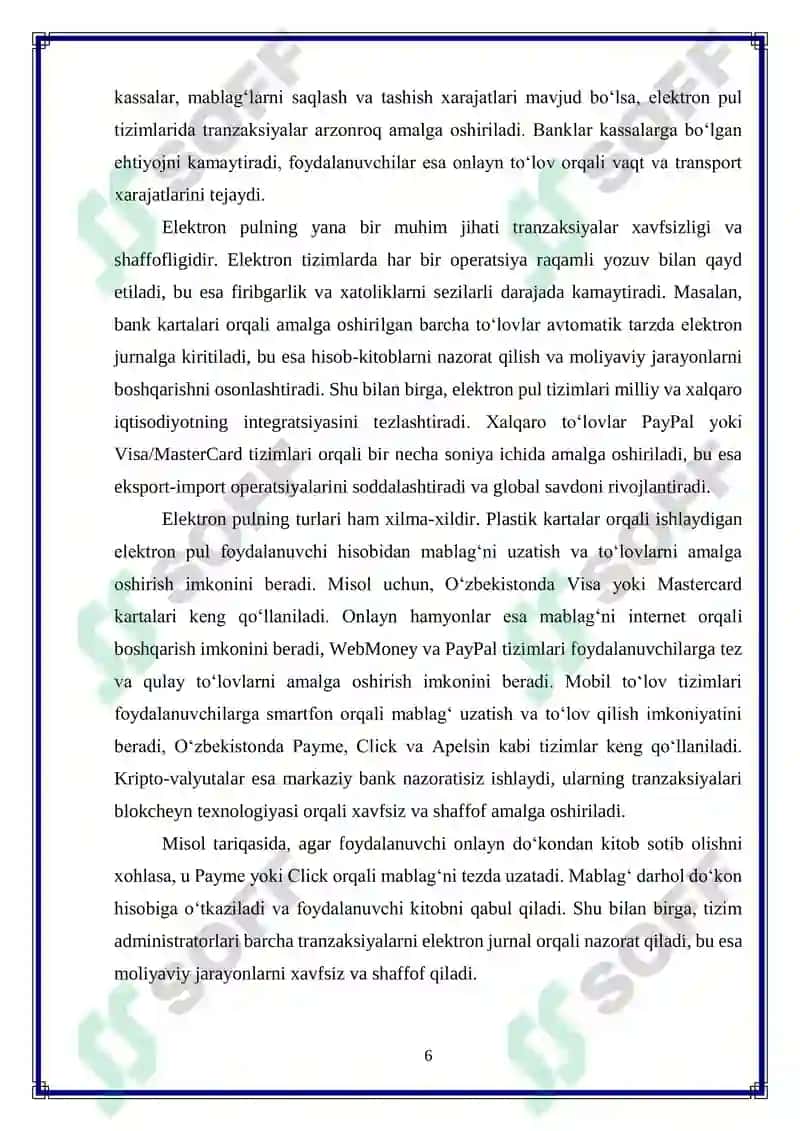 Elektron pul muomalasining innovatsion usullarini joriy etish masalalari 6