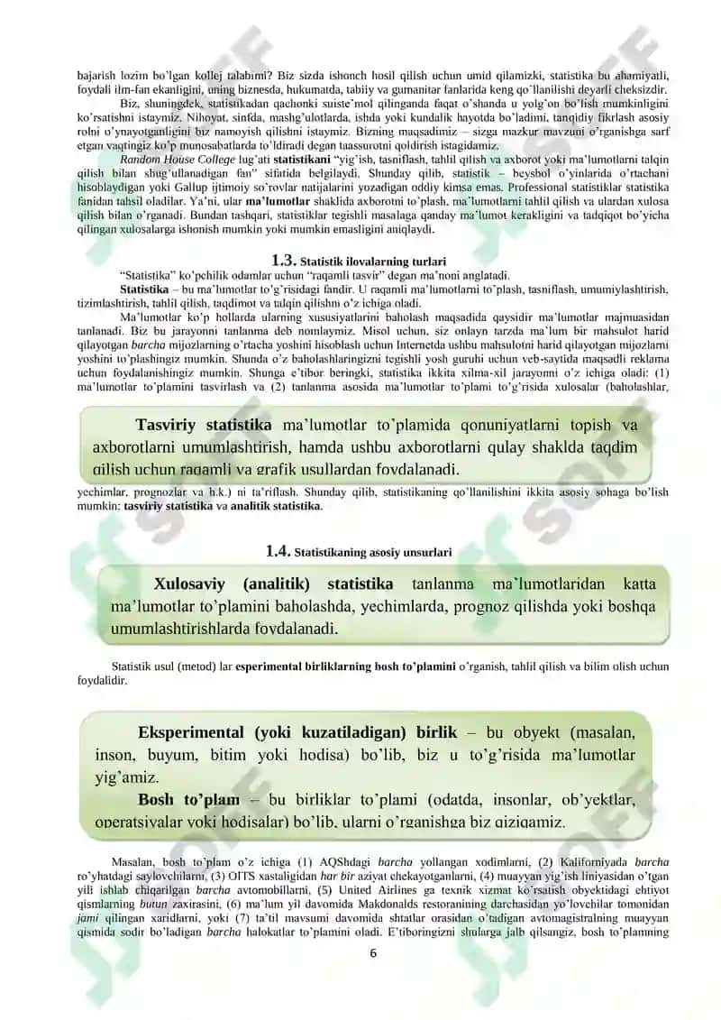 Statistika fanidan o'quv uslubiy majmua 6