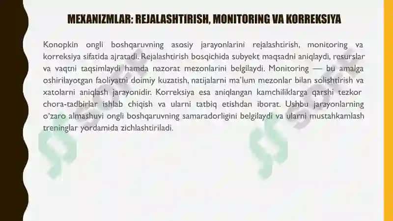 O.A. KONOPKINNING ONGI O‘ZINI O‘ZI BOSHQARISH KONTSEPTSIYASI. 7