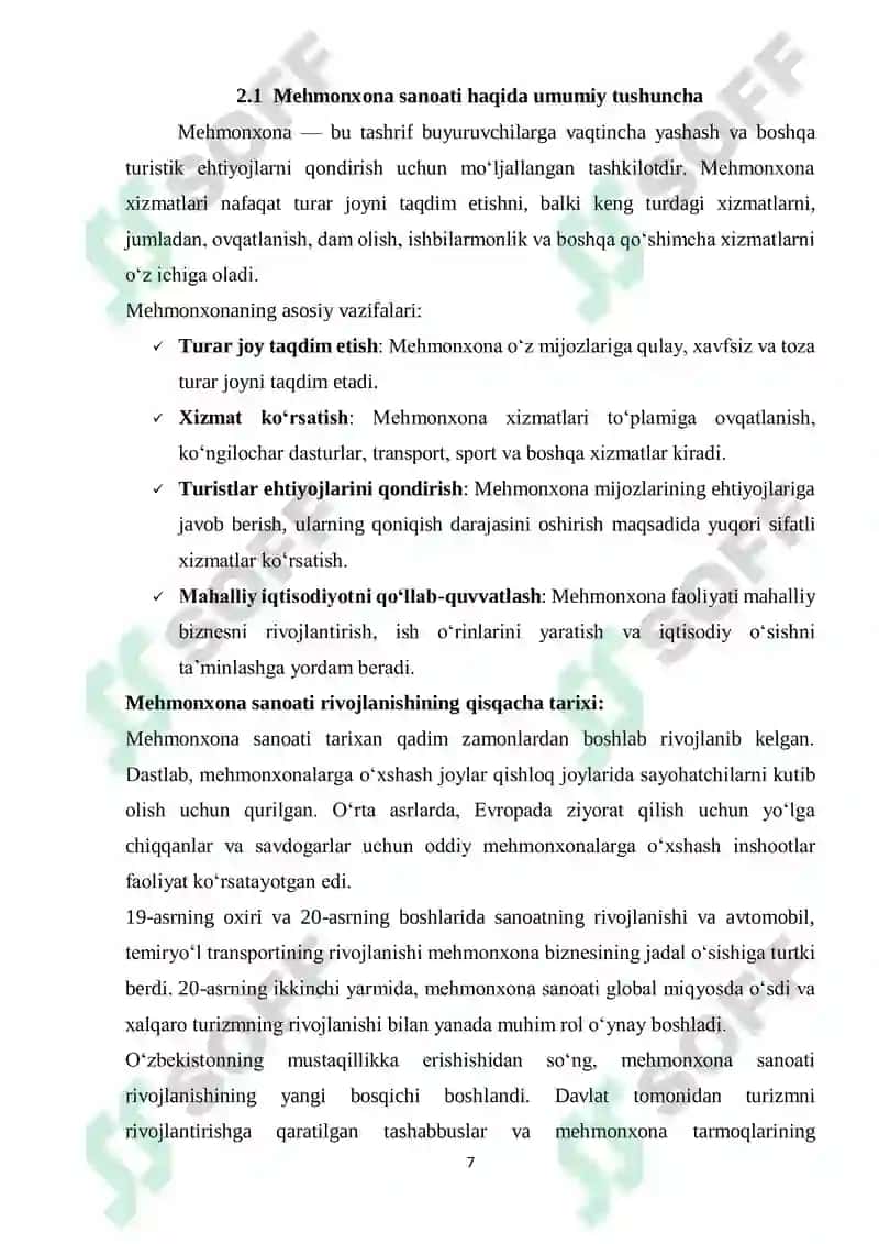 "MEHMONXONALARNING TURLARI VA TASNIFLANISHI" 7