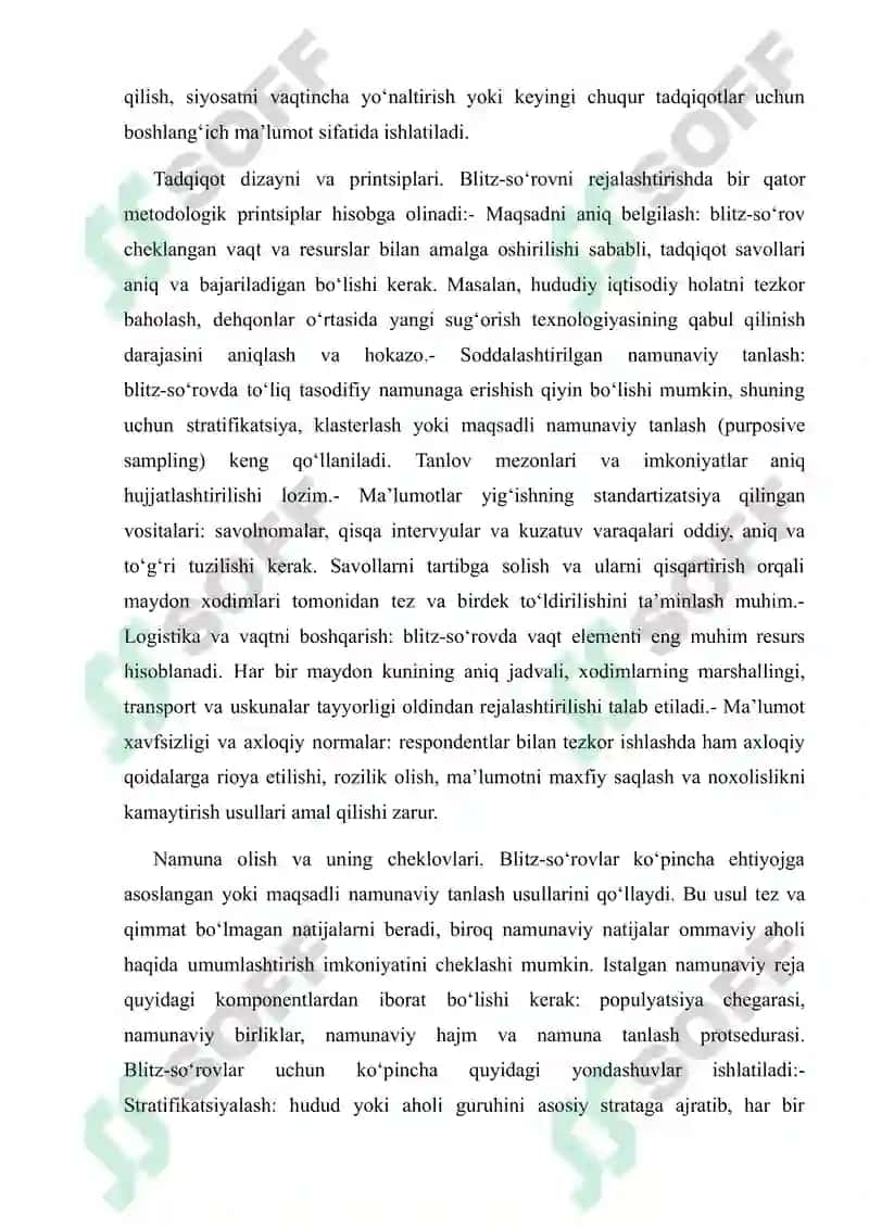 Blitz-sorov metodi va Mirzacho’l iqitsodiy rayoni 7