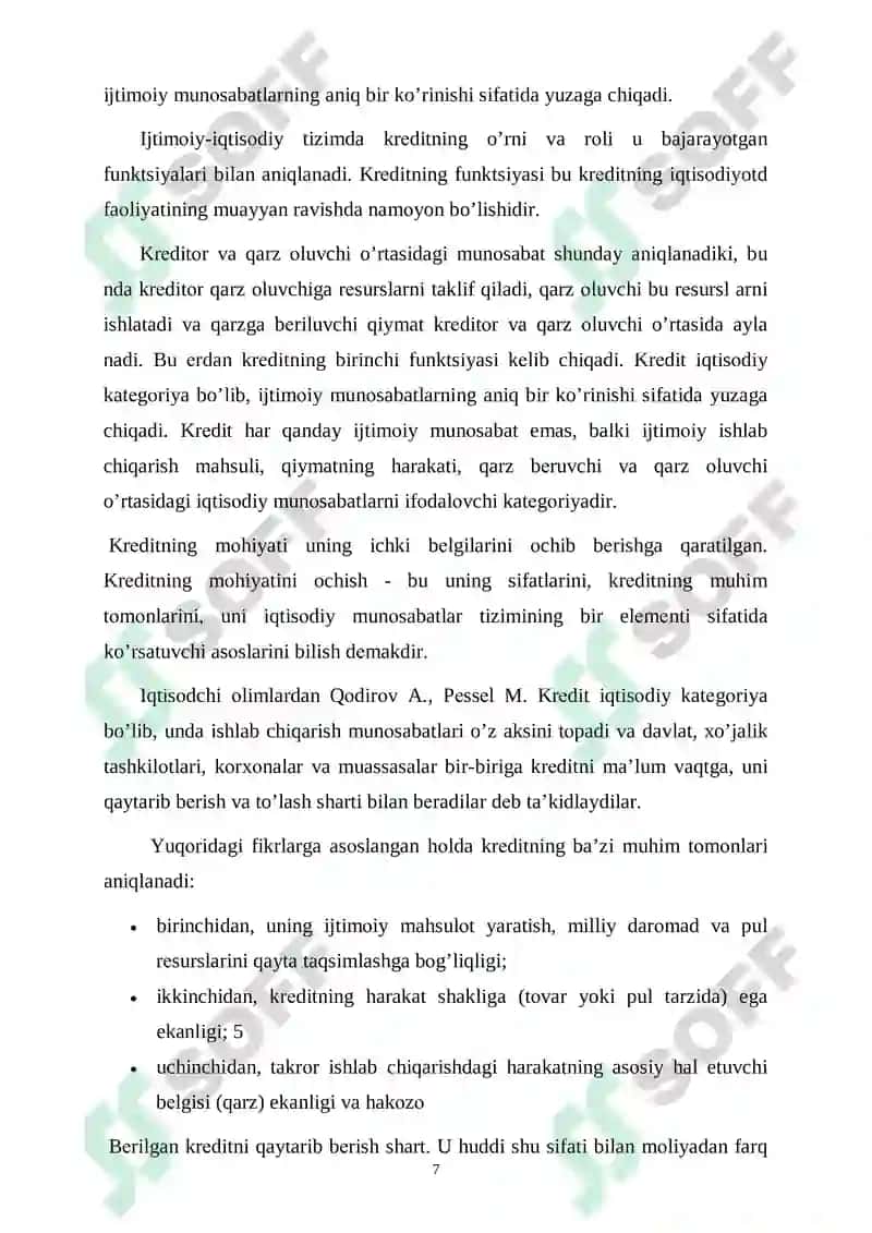 Kreditning mohiyati va moliya tizimidagi roli 7