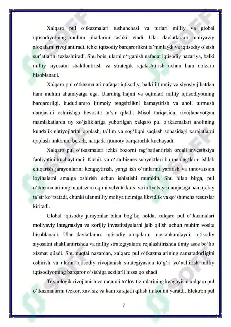 Xalqaro pul o‘tkazmalarining iqtisodiy o‘sishga ta’siri 7