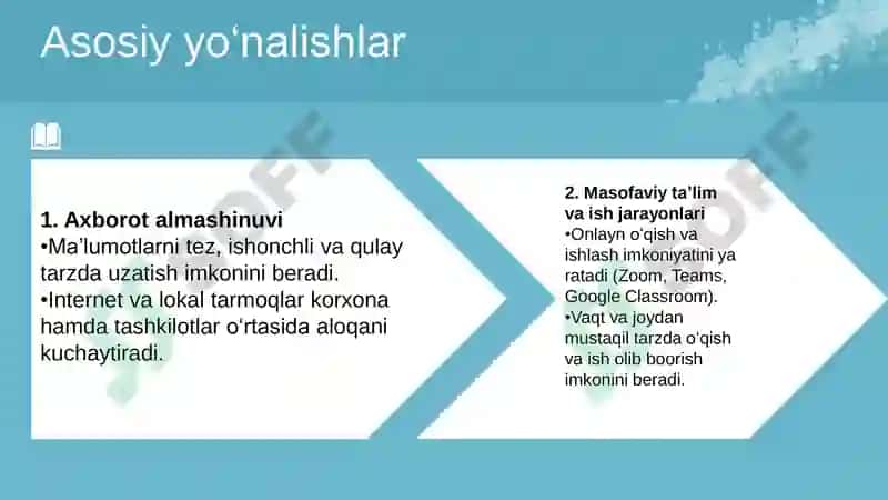Xalq xo'jaligining turli sohalari va tarmoqlarida tarmoq texnologiyalaridan foydalanish yo'llari 7