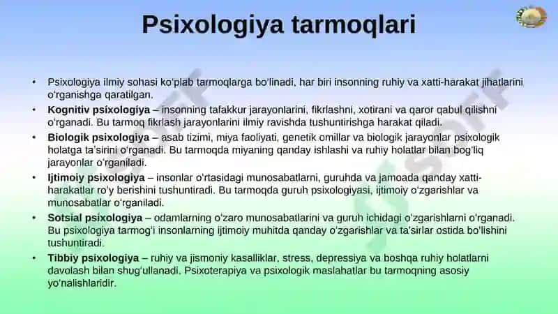 Psixologiya fanining rivojlanishi 7